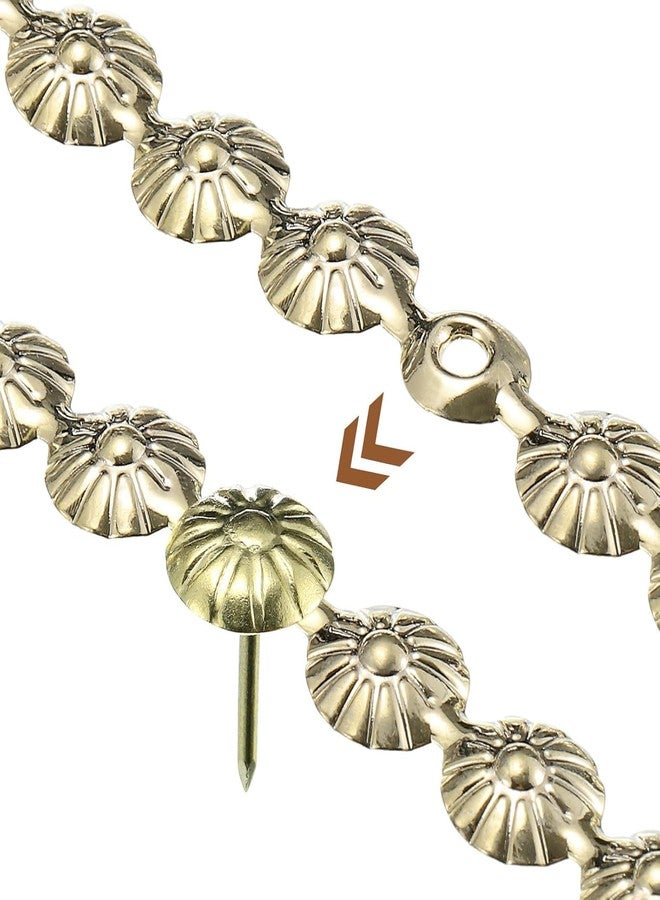QZIBEVA 1 Pcs Upholstery Tacks Strips,1 Meter Flower Decorative Nail Trims for Sofa Headboard Chair Furniture with Nails 11 mm Gold NST-1124-008 - Image 4